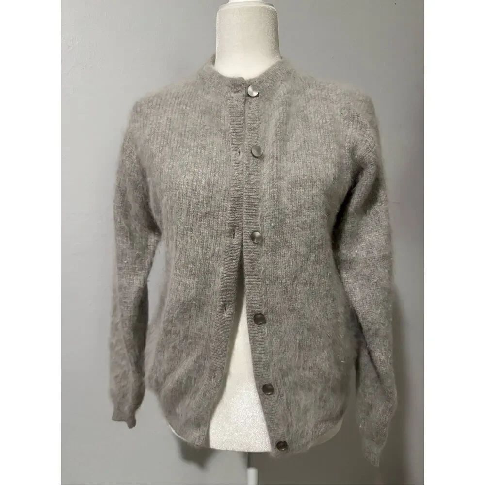 Rafique Angora Rabbit hair lambswool blend sweater button front S